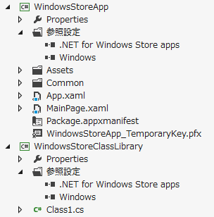Windows ストア アプリとWindows ストア クラス ライブラリで参照している .NET