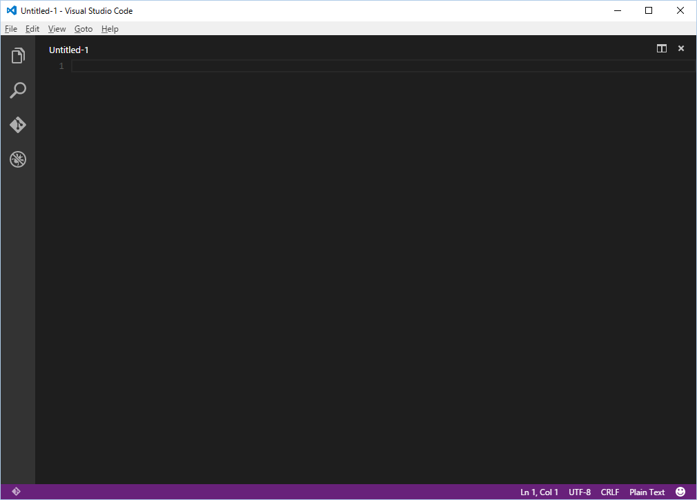 Visual Studio Code の起動画面 (Windows の場合)